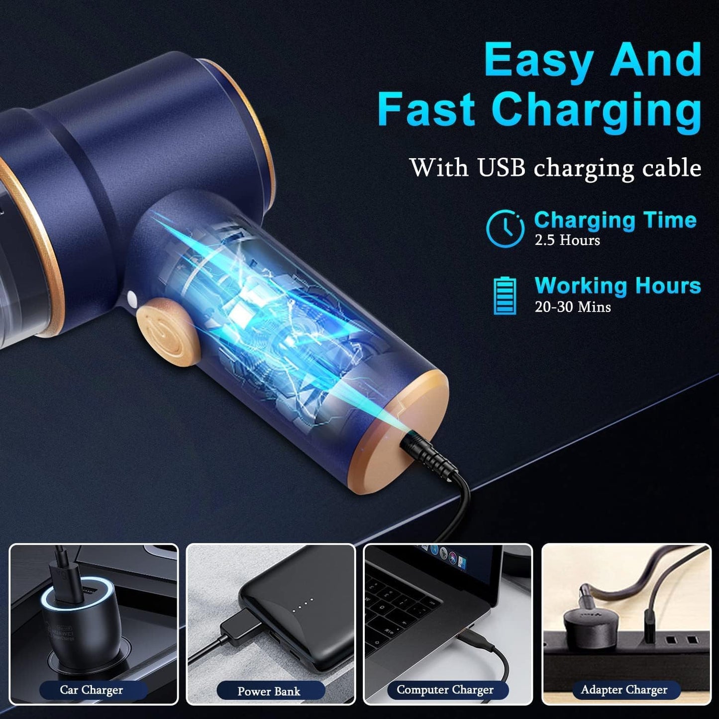 Handheld Car Vacuum Cleaner, 9000Pa Vacuum Cleaner and Air Duster, 120W High Power Hand Held Vacuum with LED Light and Multi-Nozzles for Car, Home, Office, Pet