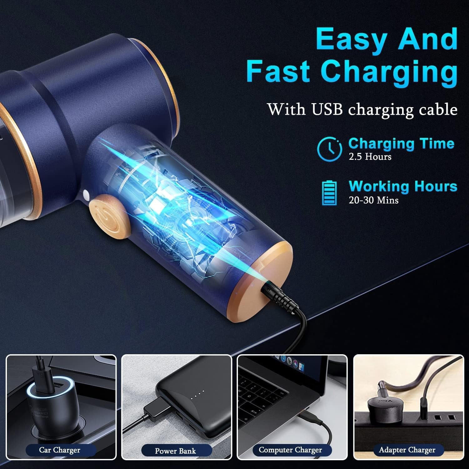 Handheld Car Vacuum Cleaner, 9000Pa Vacuum Cleaner and Air Duster, 120W High Power Hand Held Vacuum with LED Light and Multi-Nozzles for Car, Home, Office, Pet